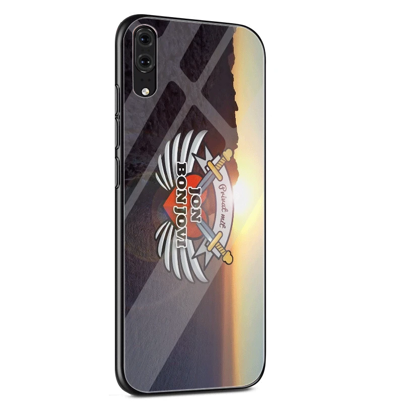 Стеклянный чехол для телефона huawei P30 P10 P20 7A Y6 Y9 P Smart mate 20 Honor 9 10 8X Lite Pro Cover Bon Jovi Rock