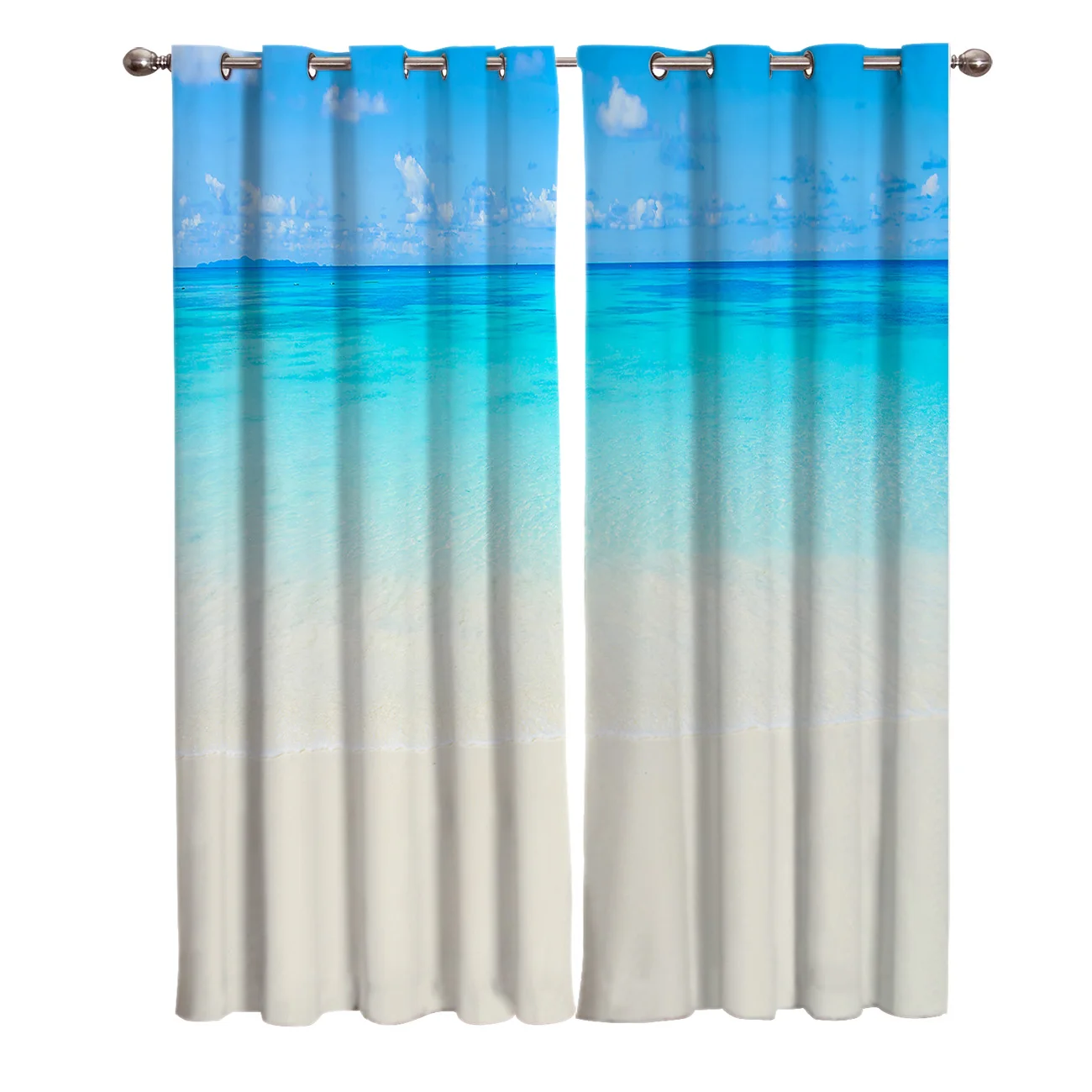 Синий океан пейзаж окна занавески s жалюзи Спальня Кухня Крытый печатный Декор