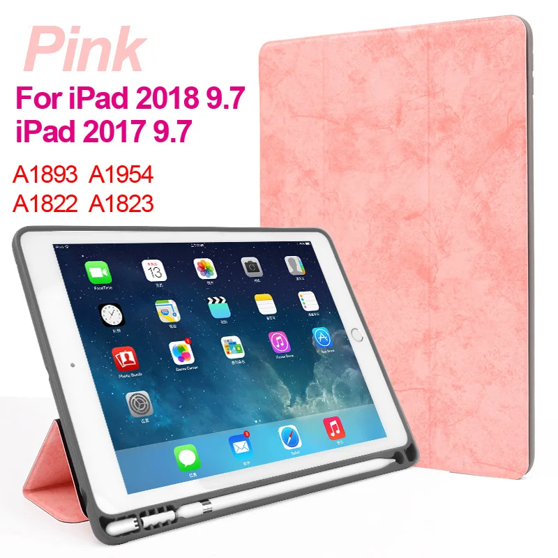 Pink iPad 17 18 Чехол для ipad air, флип-чехол с подставкой для ipad 5 6 9,7, кожаный Полный Чехол для ipad air 2 smart cover для ipad air 1 чехол s - Цвет: Pink iPad 17 18
