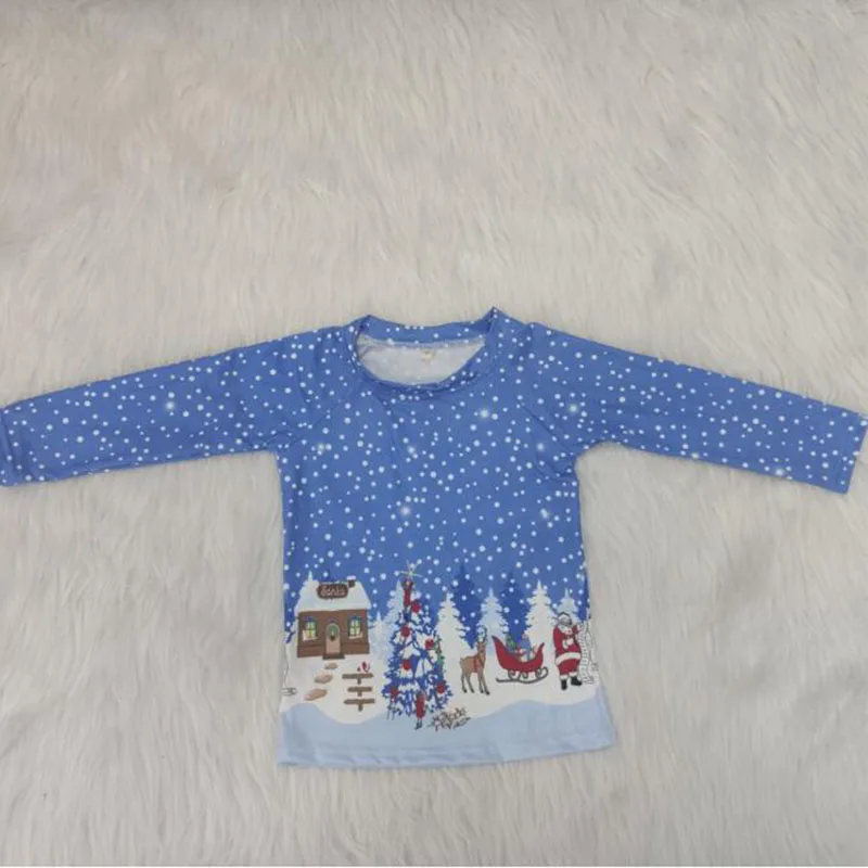 Коллекция года, милая Одежда для мальчиков и девочек футболки с рождественским узором и длинными рукавами, Детская футболка Топы с изображением снежного мира, футболки для маленьких мальчиков, детские футболки