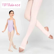 Anak Gadis Balet Elastis Tari Stirrup Celana Ketat Bernapas Senam Pantyhose Anak Katun Spandex Collant 4822(China)