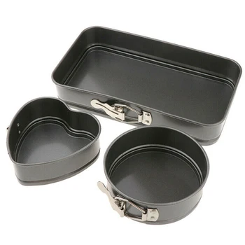 

3PCS Non Stick Pan Cake Baking Mold Removable Tray Springform Cheesecake For Bread Loaf Pate Toast Cakes Quiche