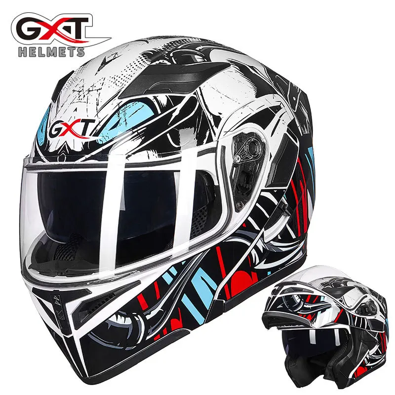 Мотоциклетный шлем GXT откидной для мотокросса с двойными линзами на все лицо