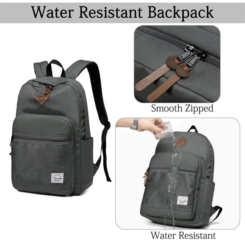 VASCHY School Backpack for Teenagers Boys Girls School Bags Student Bookbag Waterproof Casual Backpack for Children Men Women
