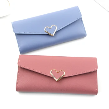 

Women's Cute Heart Long wallets PU Leather Coin Purse Female Purse Clutch Money Wallet Billetera Carteras Porte Feuille Femme