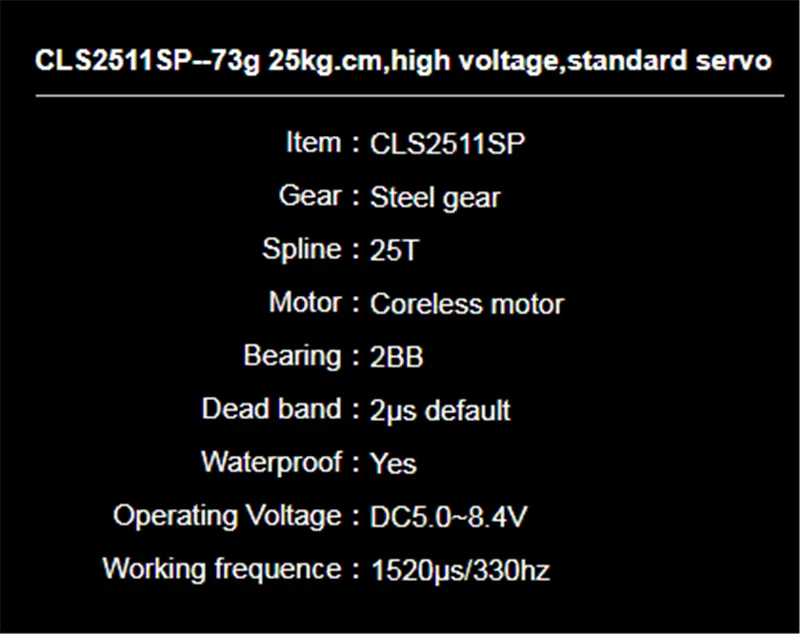 KINGMAX CLS2511SP-73g 25kg.cm /CLS3015SP-73g 30kg.cm high voltage standard servo Suit for gas engine, 1/5 car