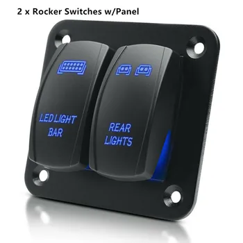 

2pcs Car Styling Direct Replacement Rocker Switch Button With Panel LED Light Bar & Rear 12/24V Universal Blue Car Accessories
