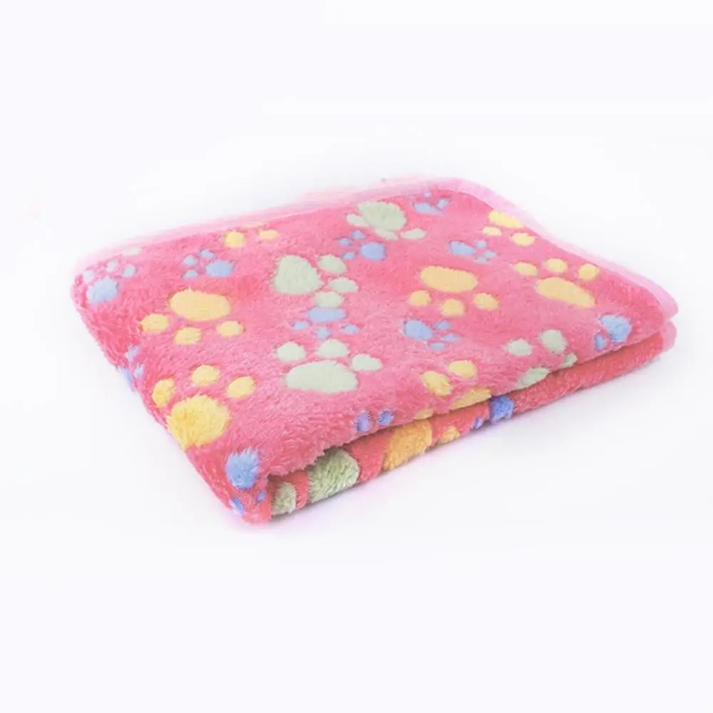 Утолщенное одеяло для собаки для питомца с рисунком лапы кошки собаки коврики дышащий мягкий флис кровать одеяло для собаки кошки котенка хомяка теплое одеяло - Цвет: pink