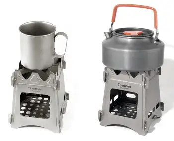 

GloryStar Stove Outdoor Split Camping Stove Solid Titanium Portable Windbreak for Outdoor Camping Picnic Fishing