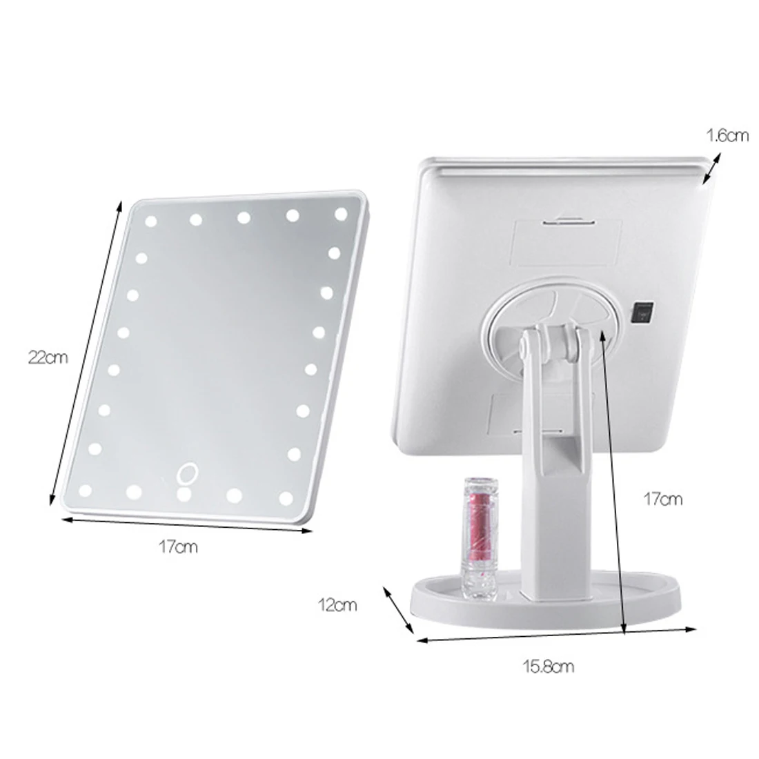 16LED/22LED зеркало для макияжа, зеркало для макияжа, регулируемое на 360 градусов, вращающееся зеркало для макияжа, портативный светильник, светящийся макияж mirro
