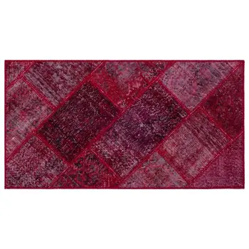 

Handmade Red Vintage Overdyed Patchwork Area Rug 080x150 Cm-2'7''X4'11''