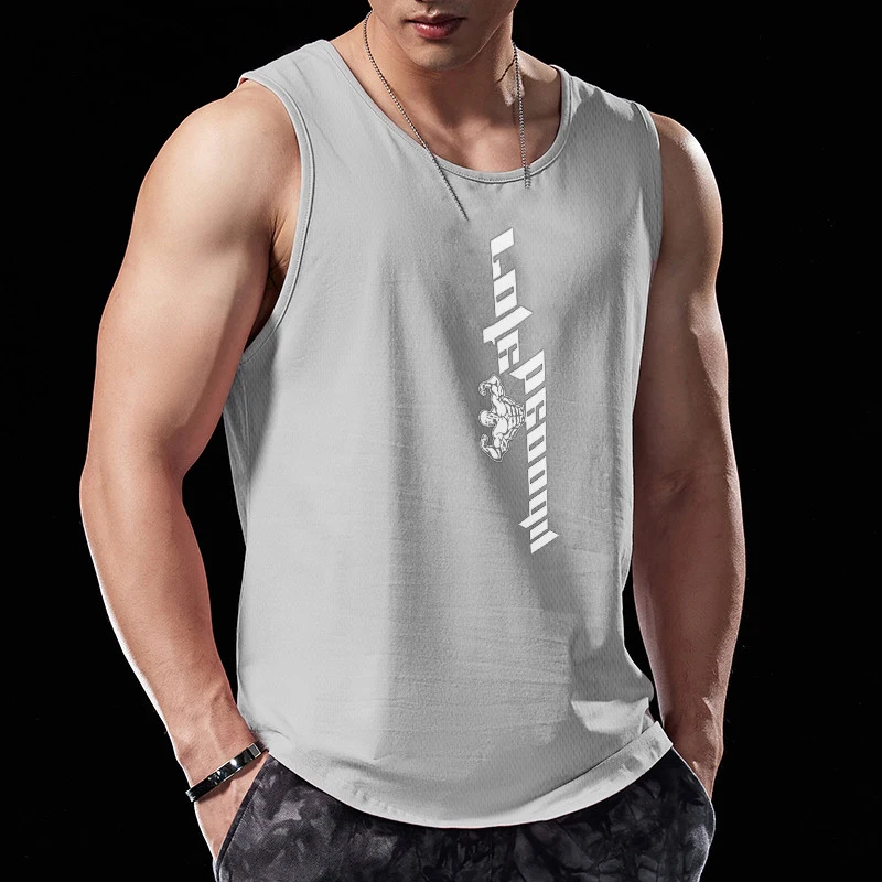 

2022 Summer New Fitness Mesh Gyms Tank Tops Men Jogger sleeveless Vest Male Running Undershirt Bodybuilding sports Tank Tops