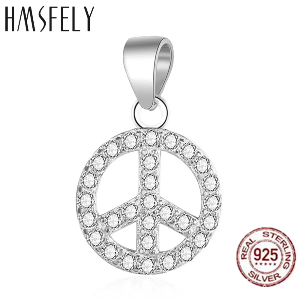 

HMSFELY 925 Sterling Silver Peace Symbol Pendant DIY Bracelet Accessories Round Dangles For Gift Charms Necklace Jewelry Making