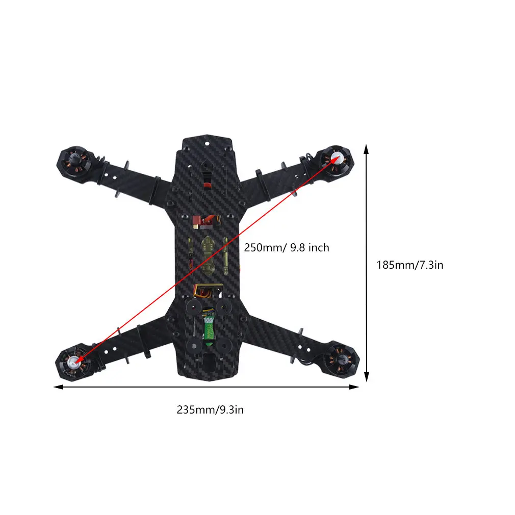 Черный YKS250 углеродное волокно стекловолокно Мини 250 FPV Квадрокоптер Quad copeter рама в разобранном виде