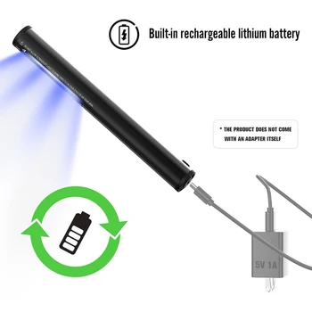 

USB Rechargeable Ultraviolet Sterilization Lamp Sterilization Stick Home Travel Portable Handheld Alloy Sterilization Stick