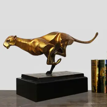 

[MGT] Tooarts Leopard Bronze Figurines Modern Metal Artificial Statue Craft Animal Sculpture Office Home Decoration Accessories