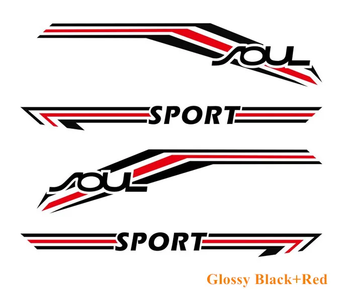 Наклейки для автомобиля s Sport Stripes Стайлинг Авто обе стороны двери Декор наклейки виниловые аксессуары для тела наклейка для KIA Soul - Название цвета: Glossy Black-Red