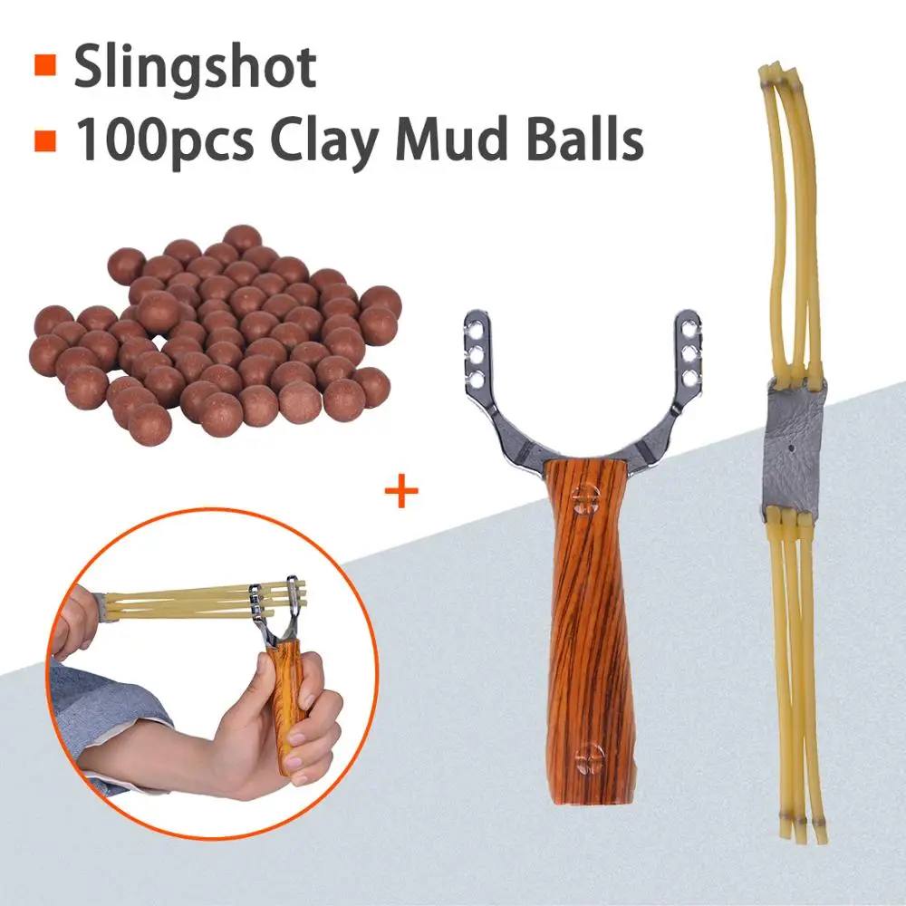 100pcs Slingshot Clay Balls Ammo Solid Hunting Mud Balls Catapult Shooting Sport 