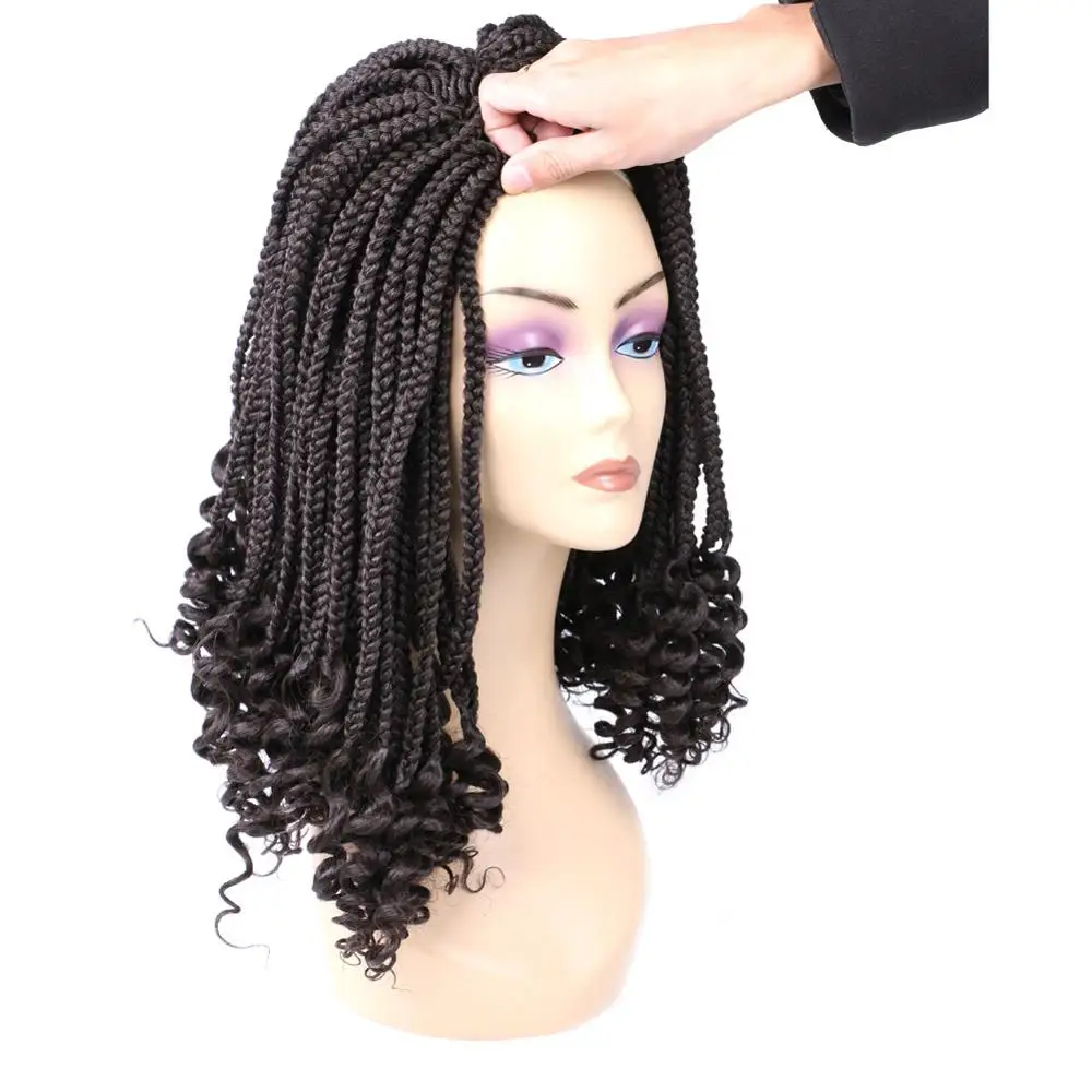 #4 Mtmei Hair 18“ Box Braiding hair with Curly Ends Goddess Box Braids Hair Extentions Senegalese Braids Ombre Box Braiding hair - Цвет: #4