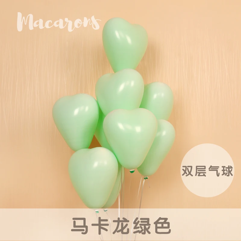 green-100 Двухслойный в форме сердца macaron воздушный шар любовь романтический свадебный Декор для комнаты узел Свадьба макет сцены признание предложение - Цвет: green-100
