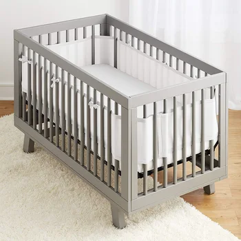 

2Pcs Baby Bed Bumper Summer Breathable Mesh Anti-collision Baby Crib Bedding Set Room Decoration For Newborn Detachable Bumper