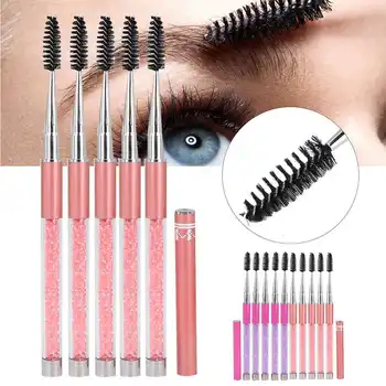 

5pcs Multi Functional Portable Eyebrow Brush Mascara Eyelash Brush Easy To Wear with Crystal Handle Eye Makeup Brushes