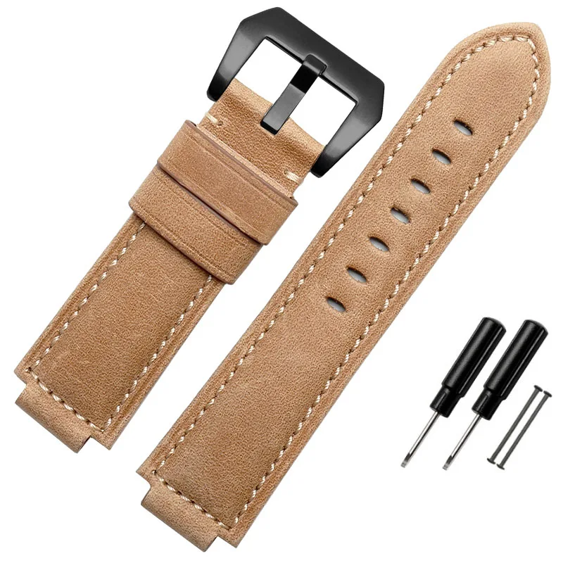 kahki black buckle Нубук ремешок из натуральной кожи для часов timex T2N721 T2N720 739 TW2T6300 ремешок 24*16 мм ремешок с винтом и инструментами - Цвет ремешка: kahki black buckle