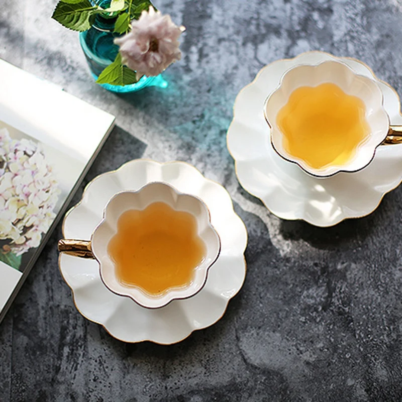 Элегантный цветок костяного фарфора чайный комплект из чашки и блюдца керамическая чайная чашка белая фарфоровая кофейная чашка чайный, кофейный набор чашка кофейная чашка