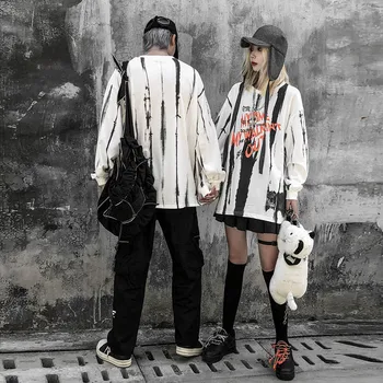 

Couple Tie-dye Long Sleeve Sweatshirt Male Hip Hop Round Neck Pullover Hoodies Stranger Things Plus Size Retro Washed Hoodie