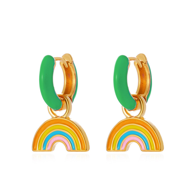 Pair Rainbow Drop Earrings for Women 2021 Trend Fashion multicolor Small Hoop Earrings Jewelry Women's Gifts