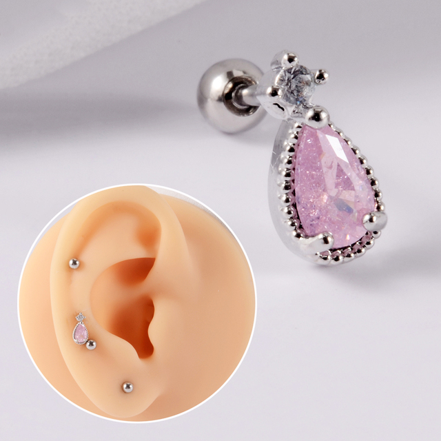 361L Surgical Steel Cz Ear Tragus Cartilage Crystal Lightning Snake Lobe Earrings Helix Earring Barbell Piercing Jewelry 20G