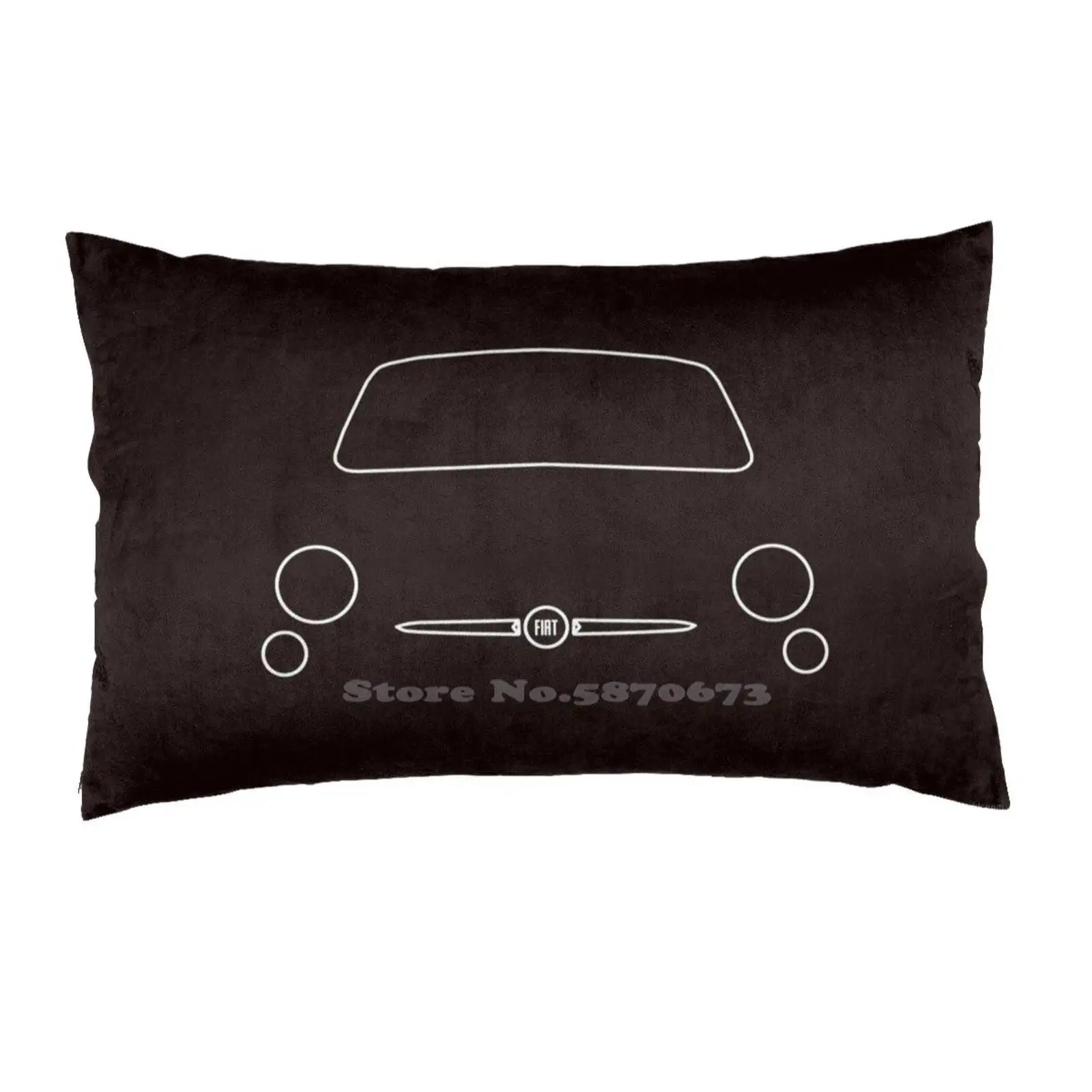 Fiat 500 Outline Graphic (Bianco) Home Sleeping Rettangolo Federa Fiat 500 Cinquecento Classic Small Car Italia Italiano Semplice