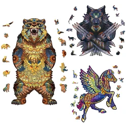 Puzzle 3d en bois, jouets éducatifs Montessori pour enfants et adultes, bricolage, artisanat Unique, forme d'animal populaire 