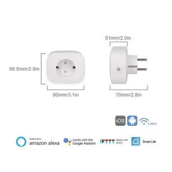 

tuya smart life app 10A 2300W WiFi Smart EU Plug smart socket Wall Outlet Socket Alexa Google Home Remote Control voice control