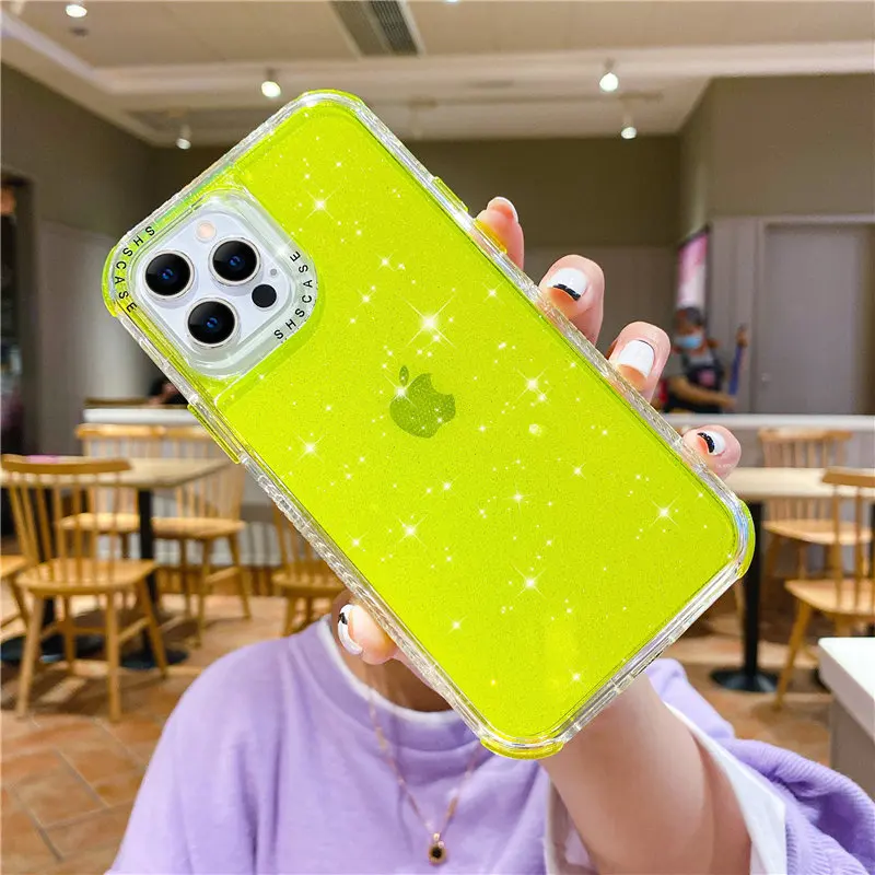Shockproof Transparent  Glitter Case For iPhone