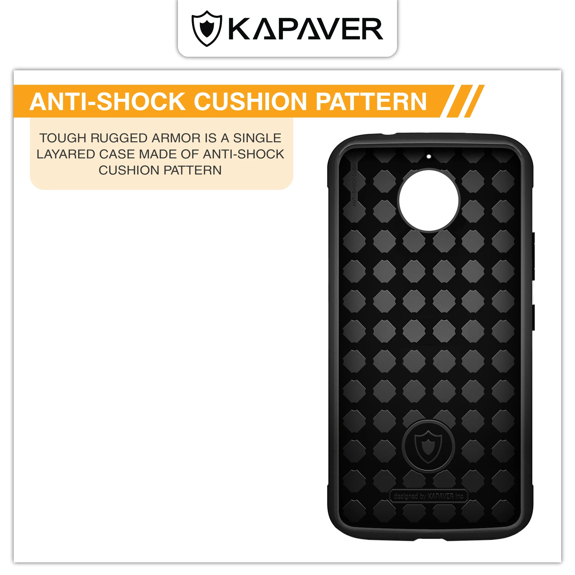 KAPAVER®Прочный твердый черный ударопрочный тонкий бронированный чехол для Moto E4 Plus