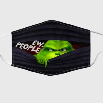 

Boys Girls Adults The-Grinch Face Decorations for Hiking Soft Polyester Half Face Mouth Decoration with Adjustable Elastic Strap