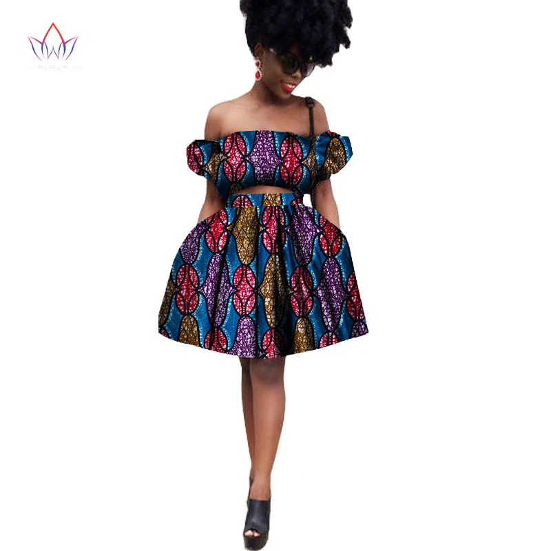 2017 довольно Для женщин Костюмы Новая мода африканских печатных Воск комплект из 2
