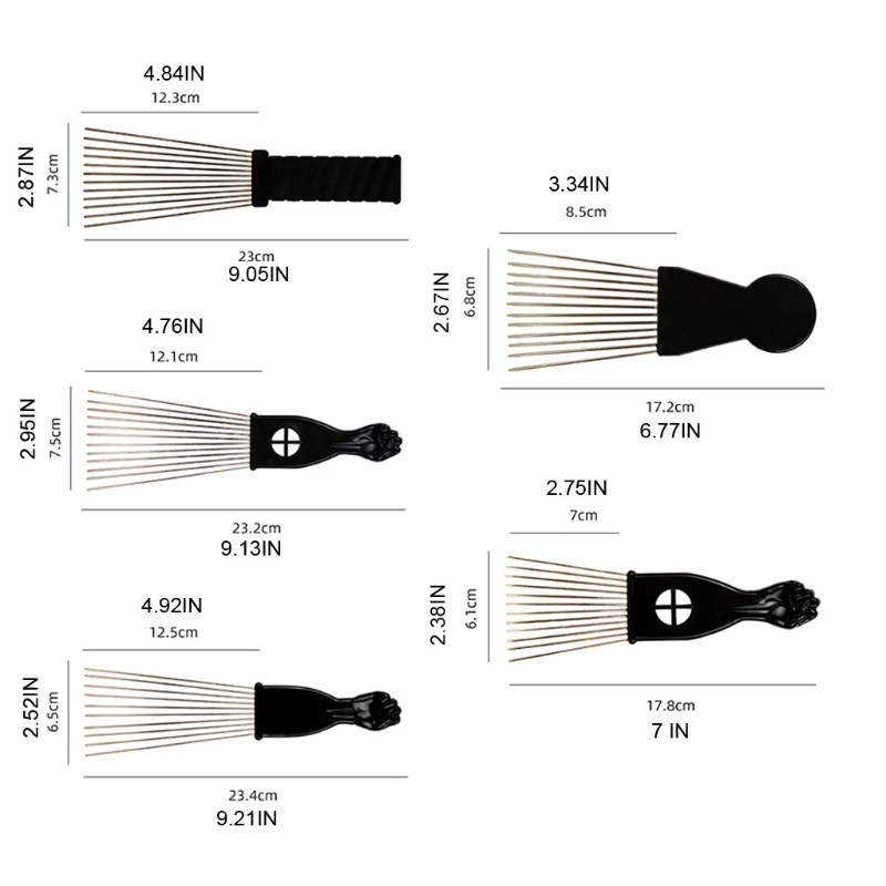 Metal Wide Tooth Afro Pick for Curly Hair Lift Picks Comb Tool Wig Braid Styling Tool 2