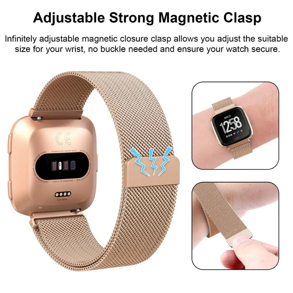 Миланская петля браслет из нержавеющей стали для Fitbit умные часы Versa Браслет для fitbit lite/verse 2 Аксессуары для браслетов