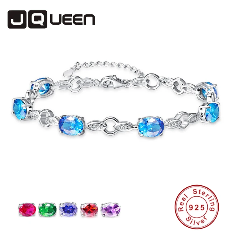 JQUEEN создан Камень натуральная S925 форма серебряного листа Шарм Браслеты из