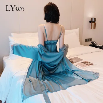 

LYun Spring and summer women's pajamas sexy lace suspenders pajamas can be worn outside wearing pajamas two-piece home Outfit
