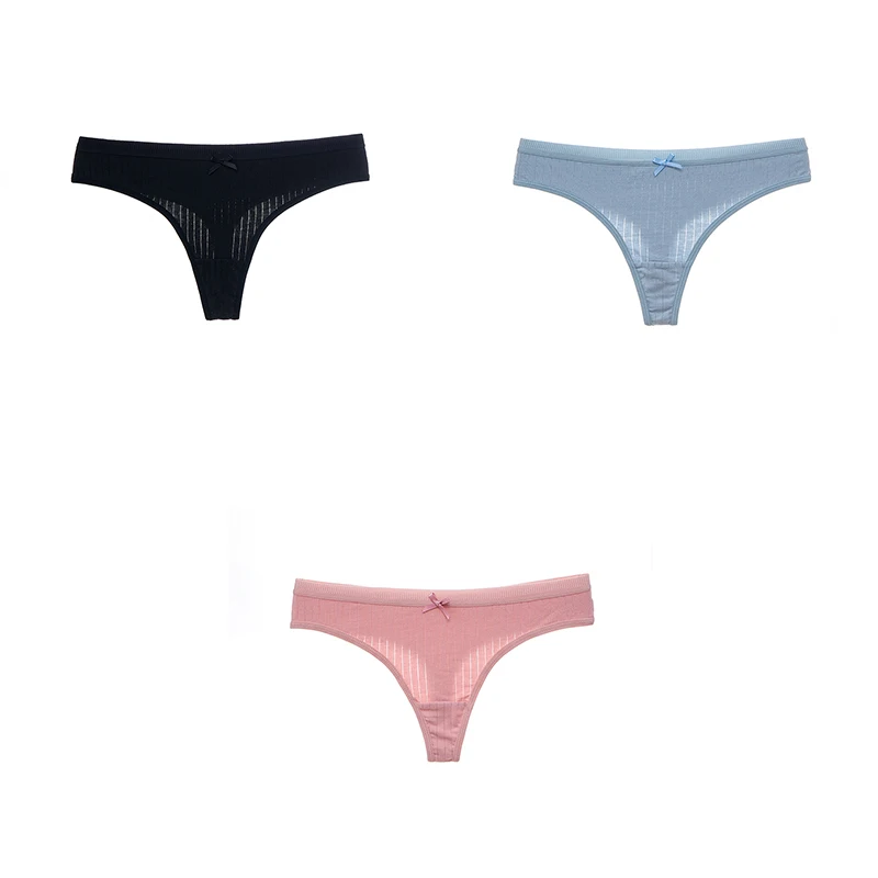 black blue darkpink Женское нижнее белье, хлопковые трусики, женские стринги, стринги, женские Т-образные спортивные хлопковые женские трусы, 3 штуки, Aofeiqike - Цвет: black blue darkpink