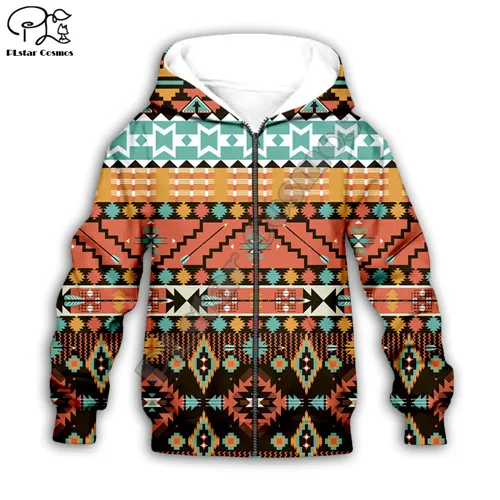 Kids zip hoodies Детская Объемная толстовка с капюшоном в индийском стиле, толстовка на молнии, рубашка, одежда для малышей спортивный костюм с принтом в стиле бохо для мальчиков и девочек - Цвет: Kids zip hoodies