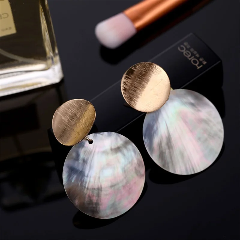Round Shell Clip Earrings for Women