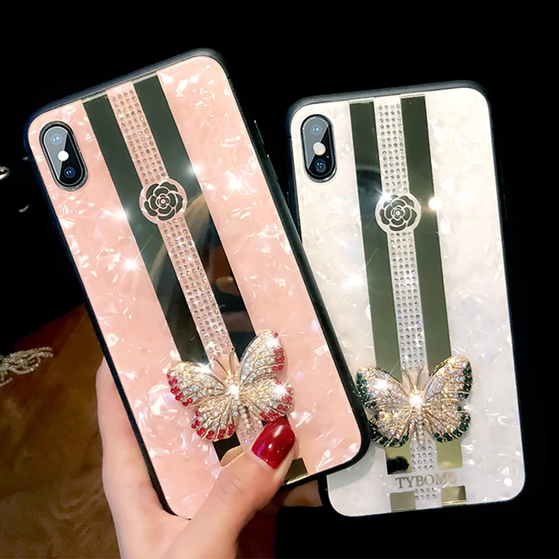 3D Luxury Creative Mirror Fashion Inlaid butterfly Phone Case For iPhone 11 Pro Max X XR XS Cases 7 8 6s Plus cover | Мобильные