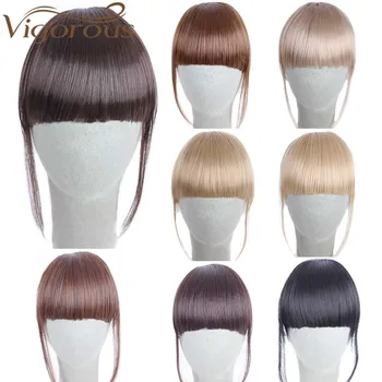 

Vigorous Pure Short Front Bangs 5 Clips Straight Fringe Synthetic Hair 14 Colors Bangs Extension Hairpiece Heat Resistance Black