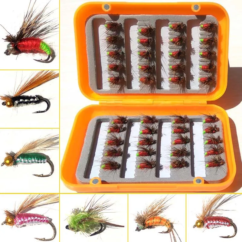 40 шт. приманка+ 1 шт. fly коробка для рыболовных приманок новая Fly fising приманка муха рыболовные снасти супер хорошее качество