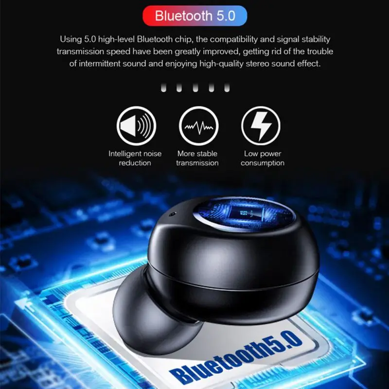 TWS Bluetooth наушники с микрофоном светодиодный дисплей беспроводные Bluetooth наушники водонепроницаемые наушники с шумоподавлением