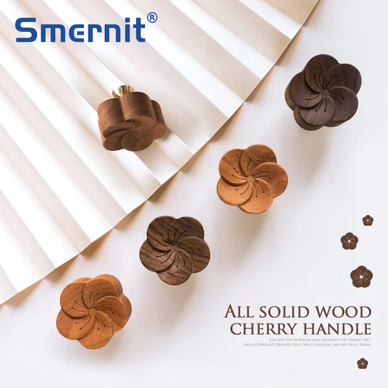 

Wooden Furniture Handles Brass Door Knobs and Handles for Cabinet Kitchen Cupboard Drawer Pulls Black Walnut Cherry Wood